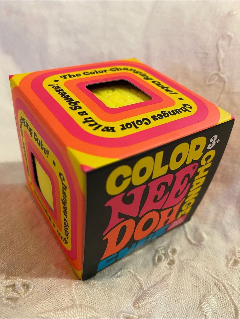 NeeDoh Cube Color Change Yellow Authentic Squishy Fidget Toy New SHIPS TODAY